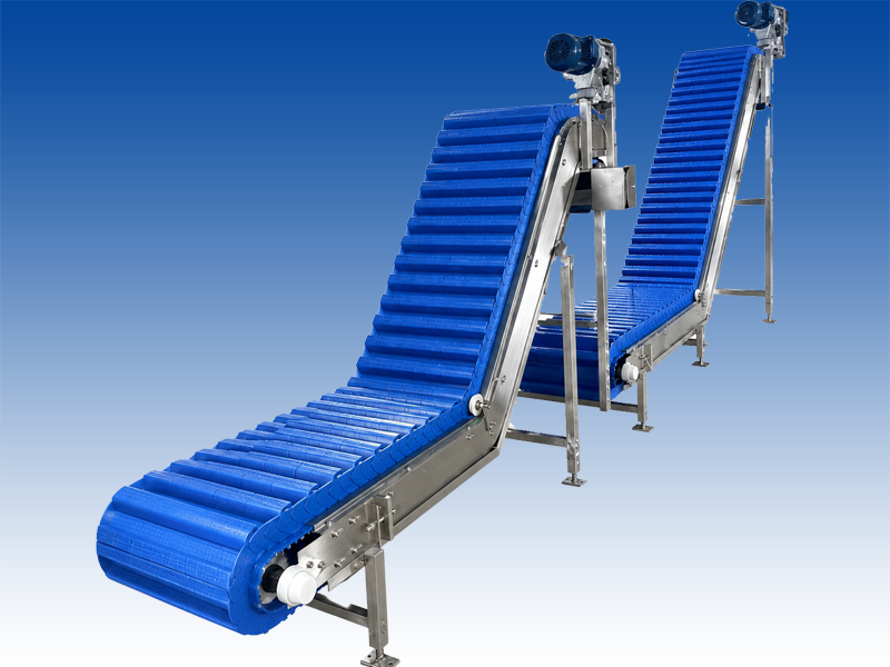 modular plastic conveyor belt, slat chain conveyor, curved modular conveyor, food-grade conveyor applications, bucket conveyor visuals